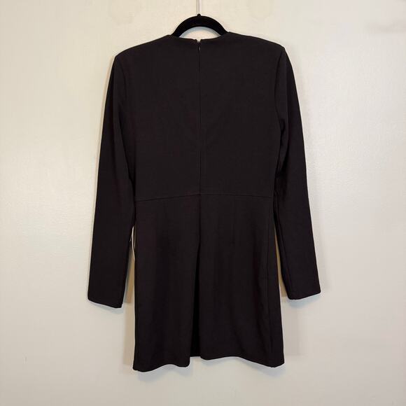 Aqua Mini Bodycon Dress L Black Evening Party Cocktail Cut Out Long Sleeves NWT - Picture 2 of 9